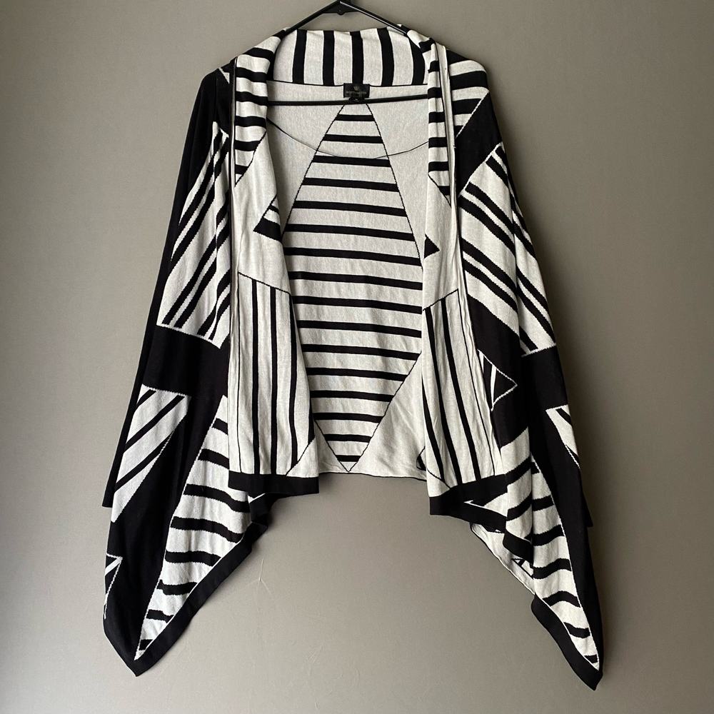 Worthington sz M Geo‎ print cotton long sleeve open cardigan new with tags